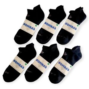 BOMBAS Ankle Sock Tech 6Pck Men's XL Solid Black Honeycomb Arch Support …